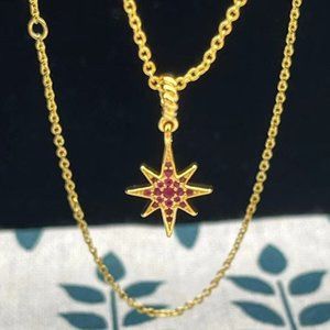 David Yurman North Star Necklace in 18K Yellow Gold with PavE Rubies